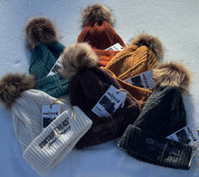 Load image into Gallery viewer, Raised Knit Pom Pom Winter Hats/Removable Pom Pom
