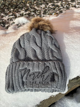 Load image into Gallery viewer, Fleece Lined Fluffy Pom Pom Cable Knit Winter Hat
