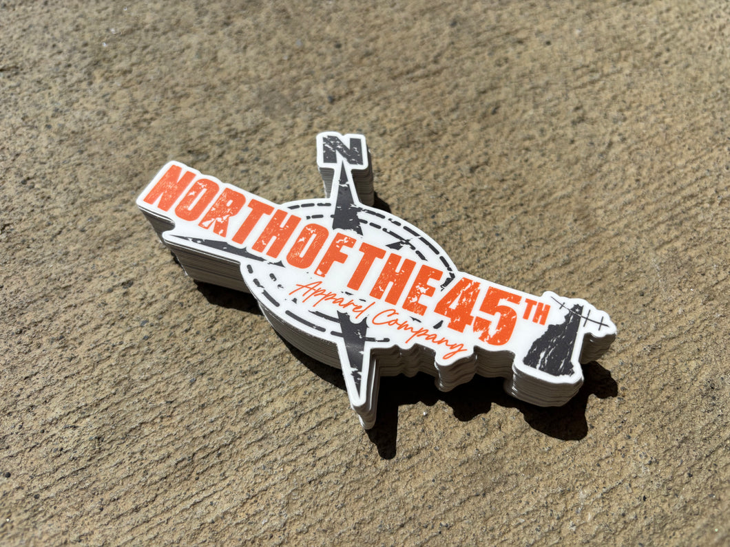 North of the 45th Small Compass Sticker