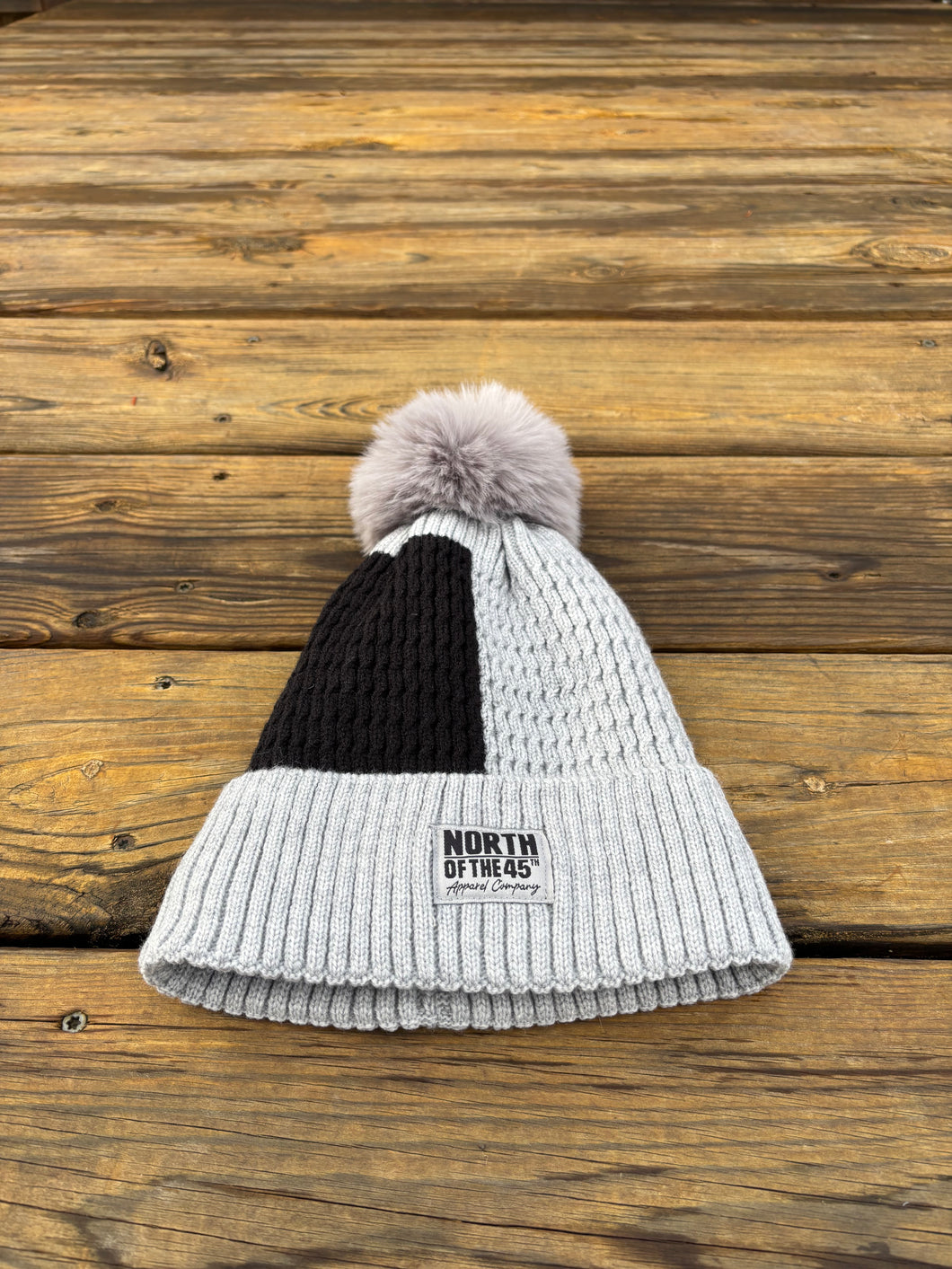 Unisex Block Color Fleece Lined Knit Pom Pom Beanie